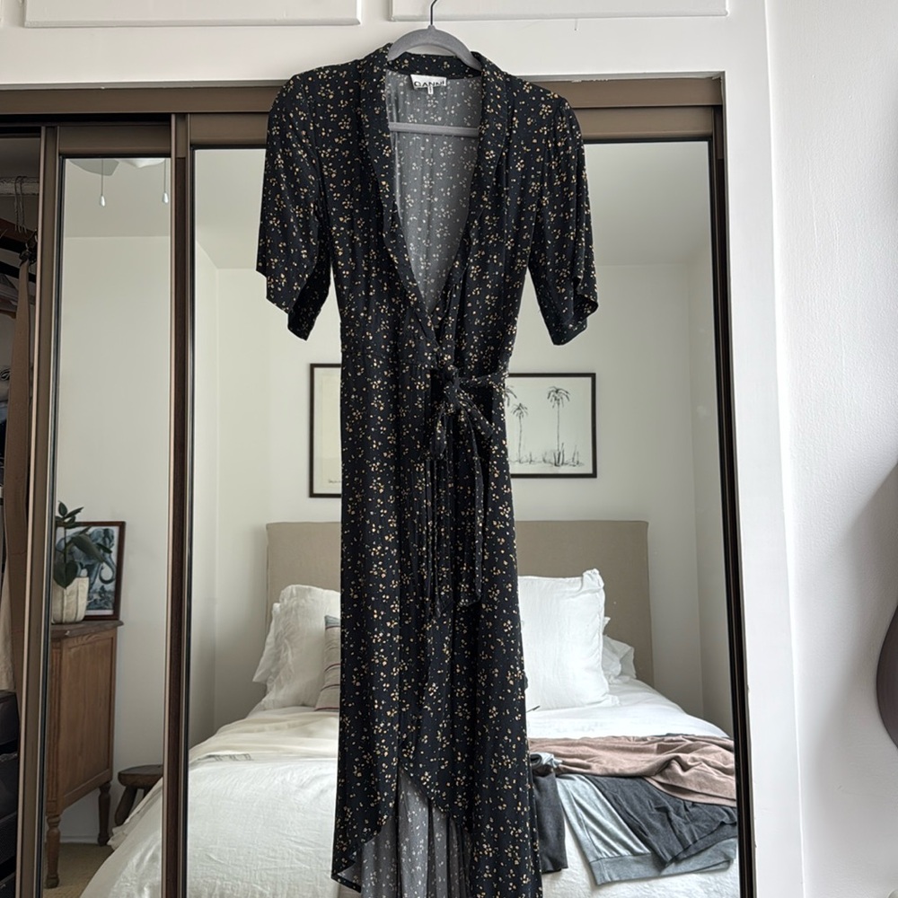 GANNI Floral Print Long Dress